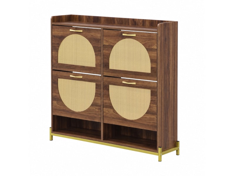  Meuble à chaussures 4 abattants 108,5x24x100 cm mdf coloris noyer  - Conforama R