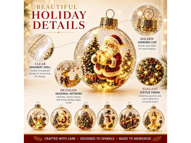  Lot de 8 boules de noël lumineuses led, lumière blanc chaud, décoration suspendue pour sapin et maison, e  - Conforama E