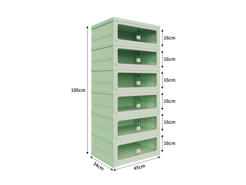  Armoire à chaussures en plastique pp - 12 paire(s) - porte abattante transparente - anti‑poussière - sans assemblage - meuble rangement chaussures petit espace - vert‑gris  - Conforama C