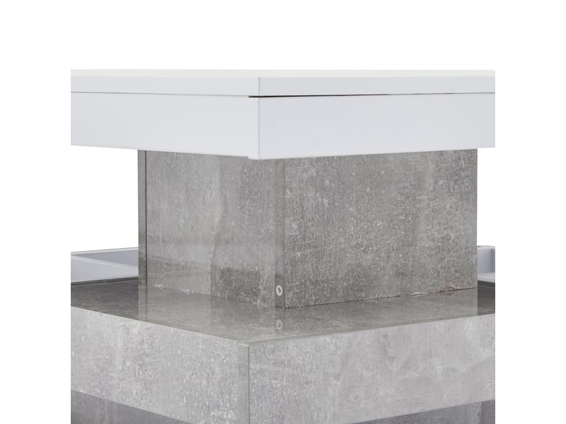  Table basse pivotante 360° avec rangement pour salon en panneaux de particules 70×70×36 cm blanc et marbre  - Conforama D