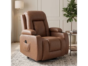 Fauteuil de massage chauffant inclinable repose-pieds ajustable télécommande marron clair