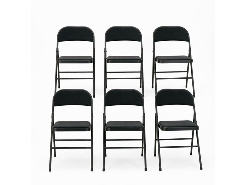  Lot de 6 chaises pliantes rembourrées noires evryae  - Conforama A