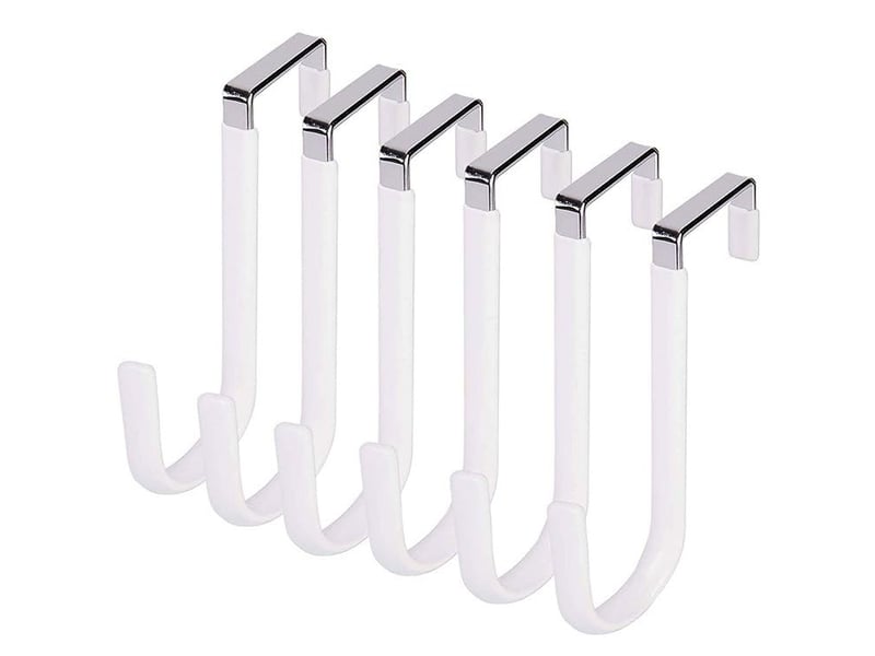  Lot de 6 crochets de porte avec en éviter les rayures - organisateur robuste pour salon, salle de bain, dortoir, chambre à coucher, cuisine, vêtements, blanc  - Conforama A
