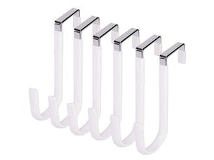 Lot de 6 crochets de porte avec en éviter les rayures - organisateur robuste pour salon, salle de bain, dortoir, chambre à coucher, cuisine, vêtements, blanc