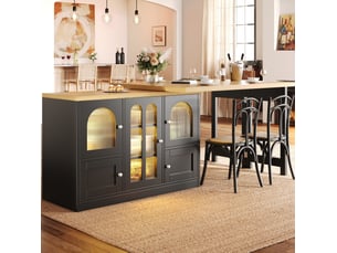 Buffet de cuisine en table 120-197x40x72 cm avec led, noir