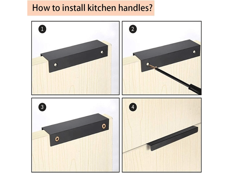 6 tirants de tiroir de style moderne avec un espace entre les trous de 192 mm. Tirants pour armoires de cuisine. Tirants cachés - Conforama E