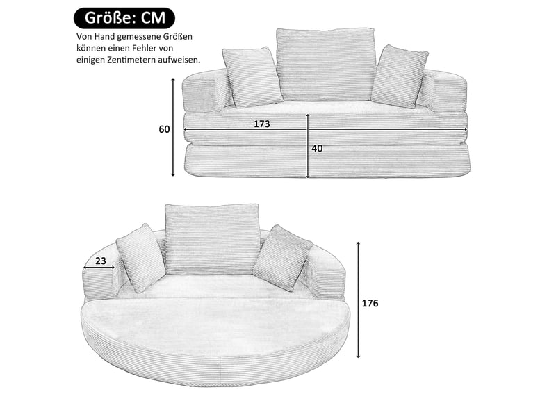  Canapé droit convertible 2 places en velours côtelé orange, modulable pour petits espaces et invités  - Conforama C