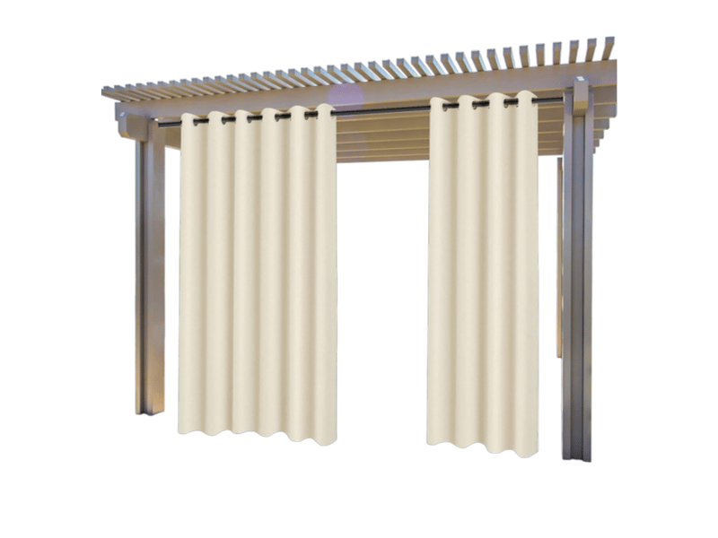  Rideaux de pergola - lot de 2 rideaux d'extérieur occultants, pour décoration intérieure et extérieure de jardin, avec œillets, l 132 x h 274 cm,beige  - Conforama A