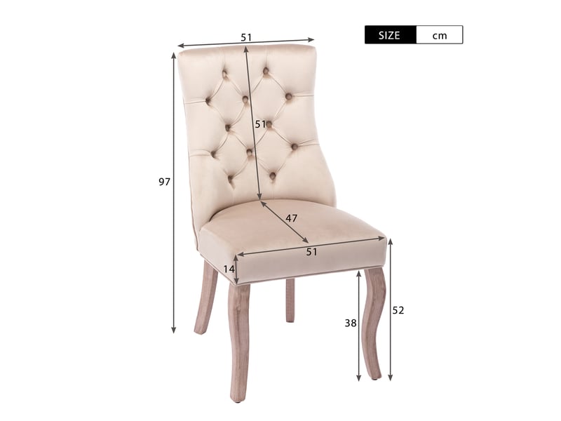  Lot de 4 chaises de salle à manger à dossier haut en velours beige  - Conforama E