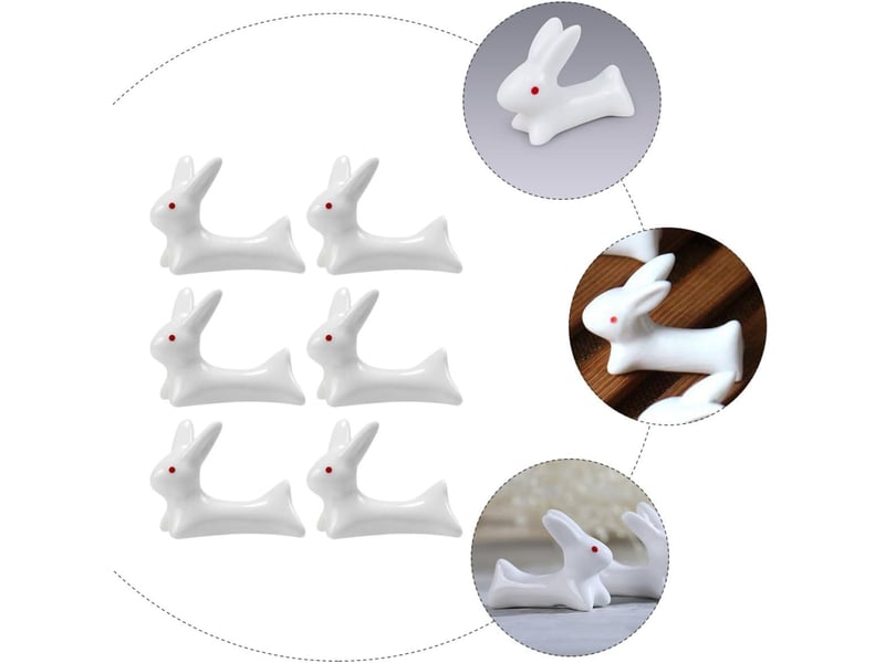 Repose-baguettes en céramique blanc forme lapin 10pcs pratique et portable pour décor de salle à manger ou bureau  - Conforama D