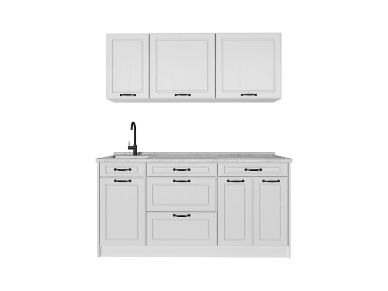  Vicco cuisine, blanc campagneblanc, 160cm plan de travail marbre  - Conforama A