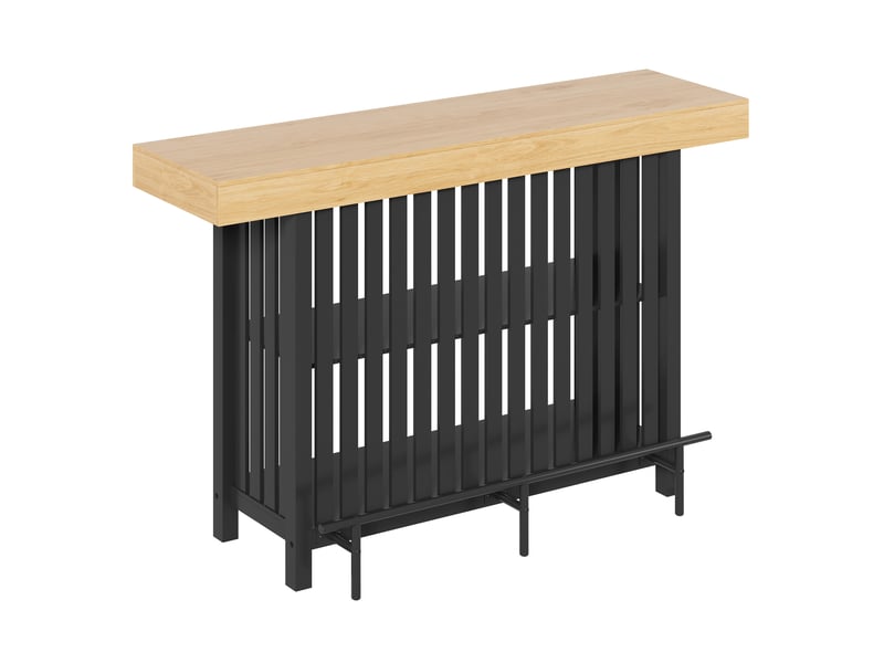  Table de bar 160x40x105 cm avec repose-pieds et étagère à 2 niveaux  - Conforama E