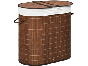 Panier à linge 100l 62,5x37x60,5 cm avec couvercle et 2 sacs marron