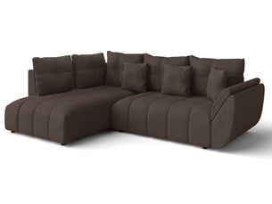 Canapé d'angle réversible convertible <strong>AX LIVING </strong> <strong>Corleone</strong> 4 places Velours marron avec coffre de rangement