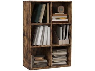 Étagère à 3 niveaux avec 6 cubes de rangement pour bureau, 65,5 x 30 x 97,5 cm, marron rustique