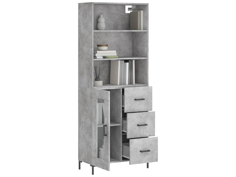  Buffet haut - bahut - meuble de rangement gris béton 69,5x34x180 cm bois d'ingénierie  - Conforama C