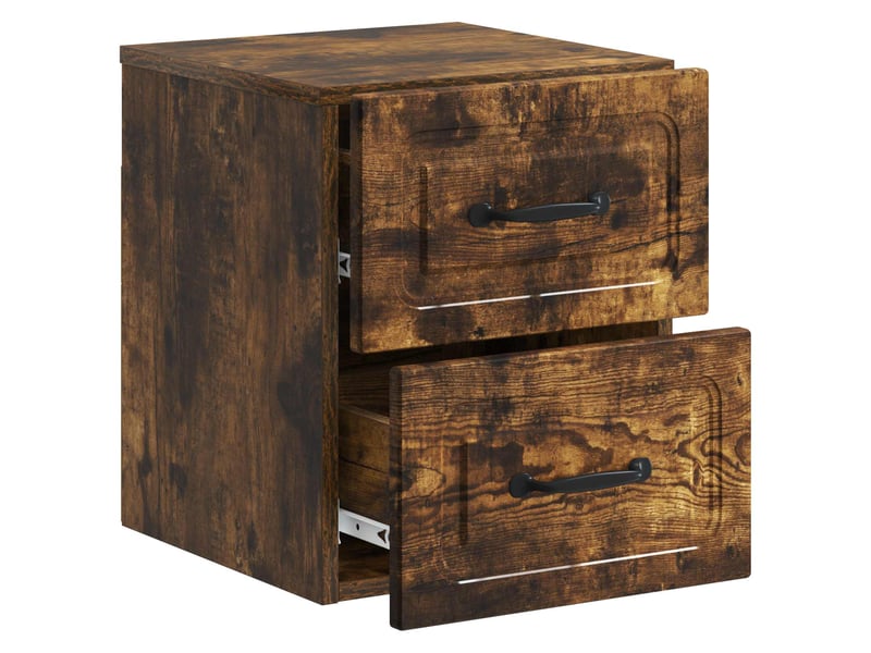 Table de chevet - cabinet de chevet - table de nuit mural chêne fumé 34,5 x 33 x 40 cm - Conforama C