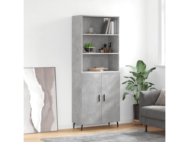  Buffet haut - bahut - meuble de rangement gris béton 69,5x34x180 cm bois d'ingénierie  - Conforama B