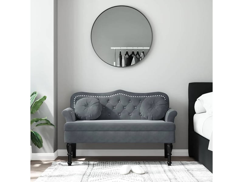  Banc salon, banc interieur avec coussins gris foncé 120,5x65x75 cm velours  - Conforama C