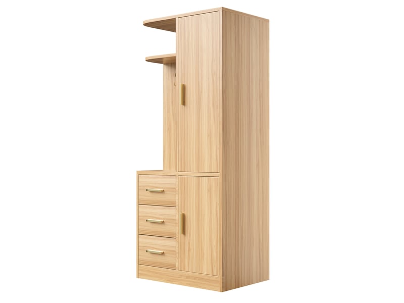  Armoire,70x50x170 cm,1 porte avec tiroirs,mdf,coloris bois naturel  - Conforama E