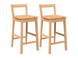 Lot de 2 tabouret de bar, chaise de bar en bois massif naturel et caoutchouc shl21225