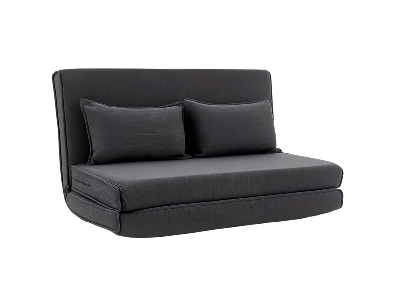 Canapé-lit pliant, chauffeuse 2 places convertible velours côtelé, dossier réglable, assise large, gris, 2 oreillers - Conforama B