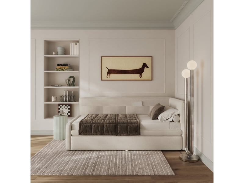  Selsey nesmi - lit rembourré - 90x200 cm - crème Nesmi - Conforama C