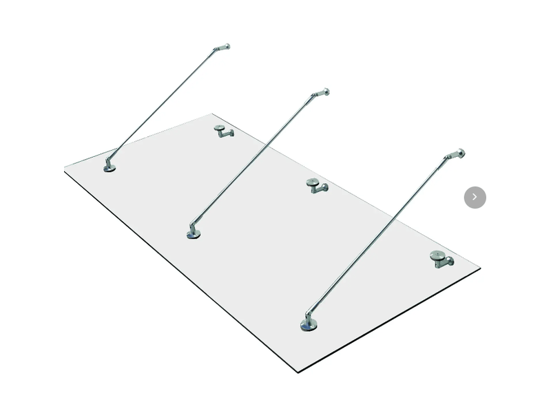  Marquise de porte en verre trempé 200x90 cm – transparente – supports inox 304 réglables, kit de fixation inclus  - Conforama A