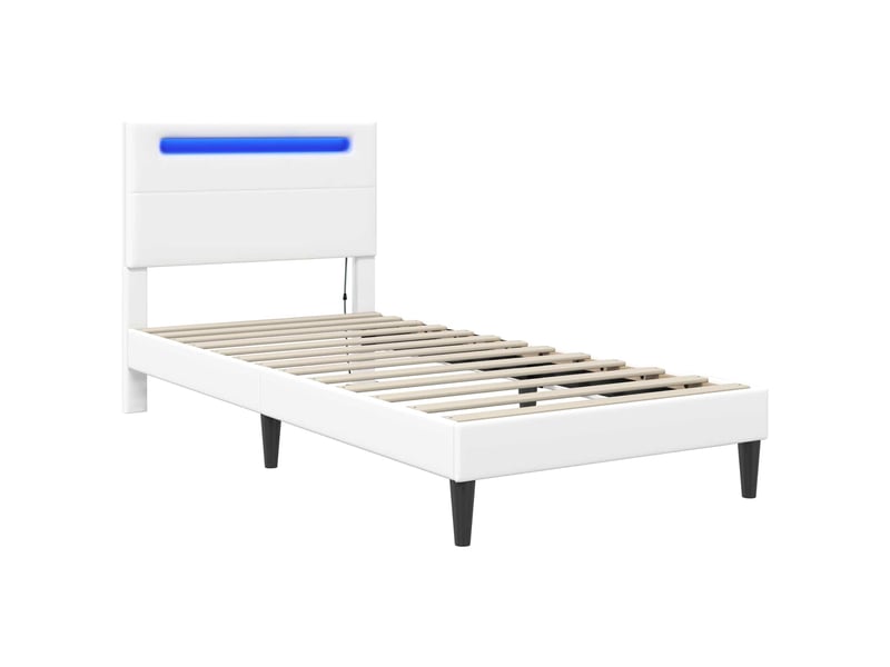  Lit simple- lit adulte -  cadre de lit avec bandes led blanc 80 x 200 cm simili cuir  - Conforama D