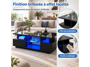 Table basse rectangulaire coloris noir <strong></strong> <strong></strong> - 50 cmx100 cm