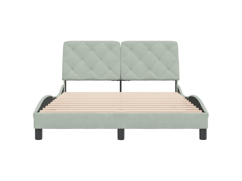 Lit double- lit adulte - cadre de lit sans matelas gris clair 140x190 cm velours - Conforama D