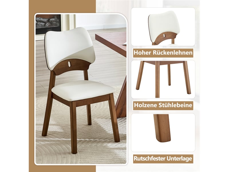 Lot de 2 chaises de salle à manger,51x43x87,5 cm,bois d'hévéa,blanc - Conforama E