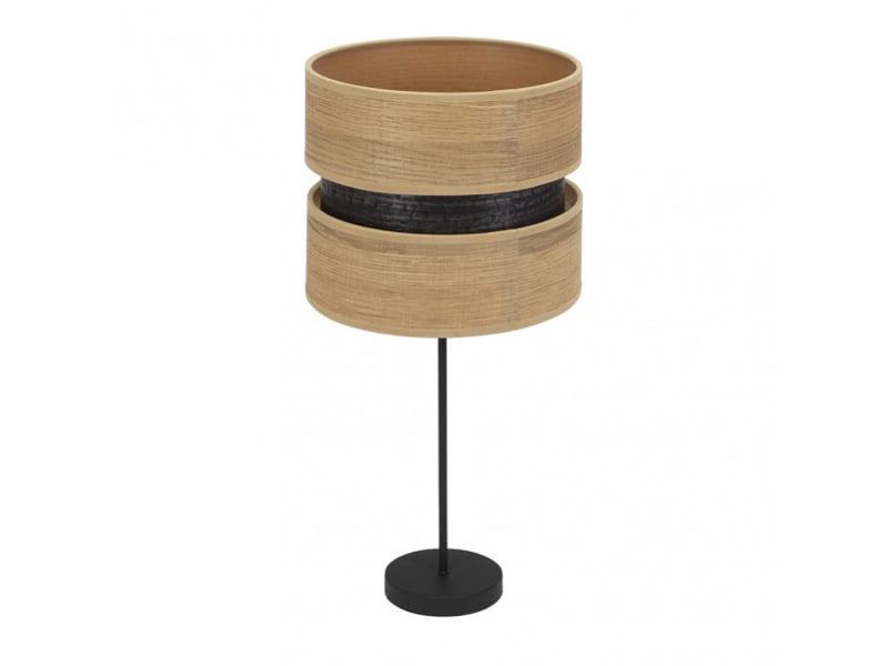  Fabrilamp colet grande lampe à poser noire effet bois clair en métal et textile, 1 x e27, 61 cm 175671185 - Conforama A