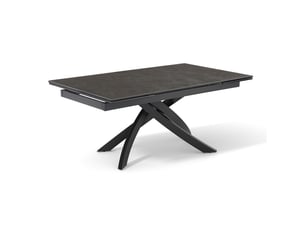 Table extensible 180 à 260 cm céramique gris anthracite pied entrecroisé - utah 11