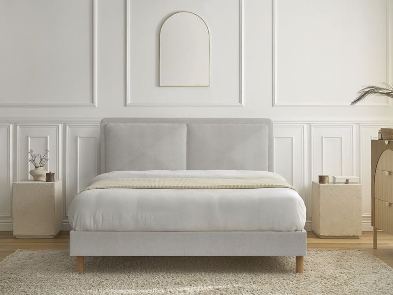  Bobochic lit mara tissu texturé avec lattes massives gris 140x190 MARA - Conforama D