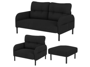Canapé droit fixe <strong>MODENVIE</strong> <strong></strong> 4 places Velours côtelé noir