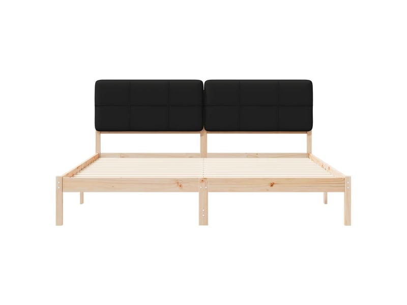  Lit double- lit adulte -  cadre de lit avec tête de lit rembourrée noir 180 x 200 cm  - Conforama D