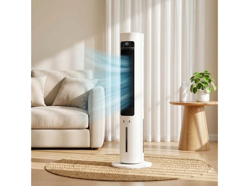  Refroidisseur d'air colonne 3 en 1 refroidisseur humidificateur ventilateur, oscillation 48°, 3 vitesses 3 modes, blanc  - Conforama C