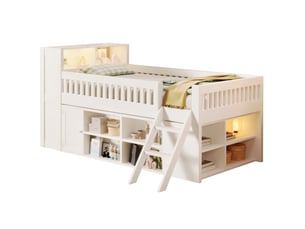 Lit avec rangement 120x200 cm MODENVIE coloris blanc