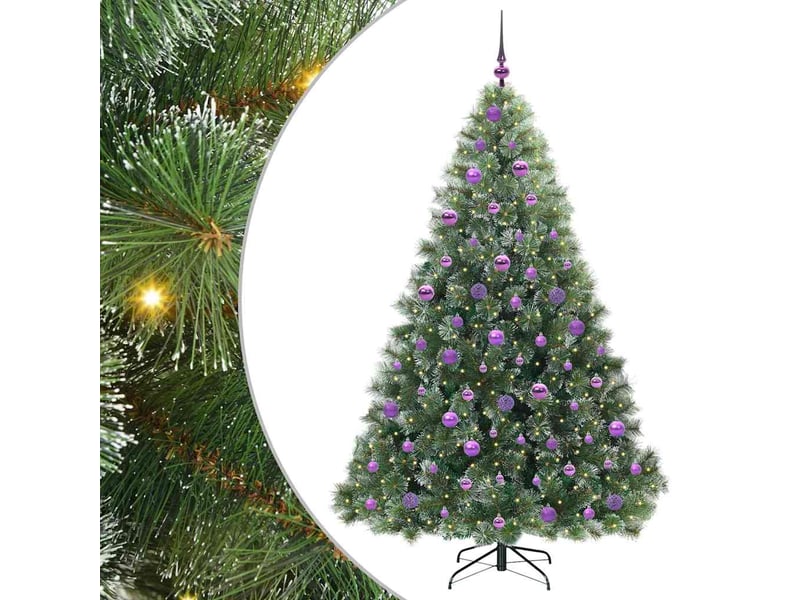 Sapin de noël artificiel, arbre de noël avec 300 led vert 180 cm pe et pvc shl2591 - Conforama A