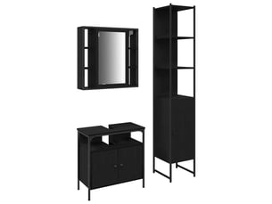 Ensemble de mobilier de salle de bain 3 pc chêne noir cf64328