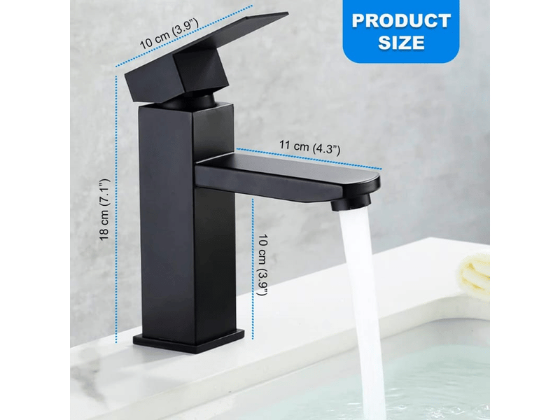  Mitigeur de lavabo monocommande en acier inoxydable noir (flexible inclus), robinet d'évier, mitigeur de salle de bain FC-LJY-04658JY - Conforama C