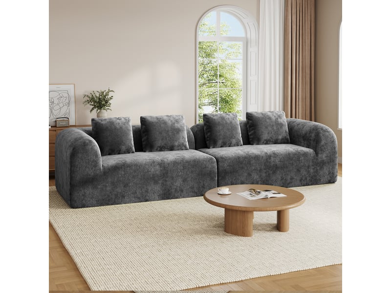  Canapé compressé modulable 3 places en chenille premium,aucun montage,mousse 32d haute résilience,canapé salon moderne gris,280x97x66cm 280x97x66CM - Conforama B