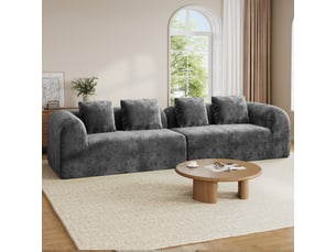 Canapé compressé modulable 3 places en chenille premium,aucun montage,mousse 32d haute résilience,canapé salon moderne gris,280x97x66cm