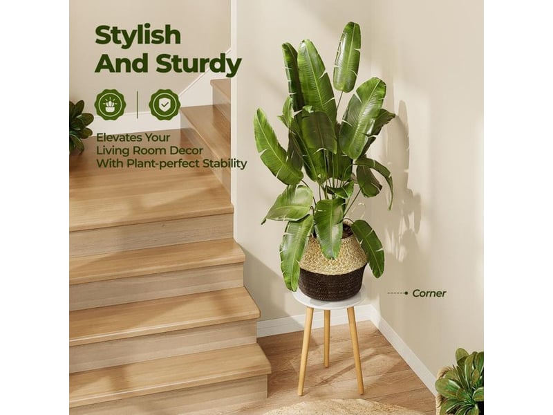 Support plante rond en bois massif blanc 27,9 x 30 x 41,9 cm charge 13,6 kg 402397_AABXY10649_6_DROPFR - Conforama D