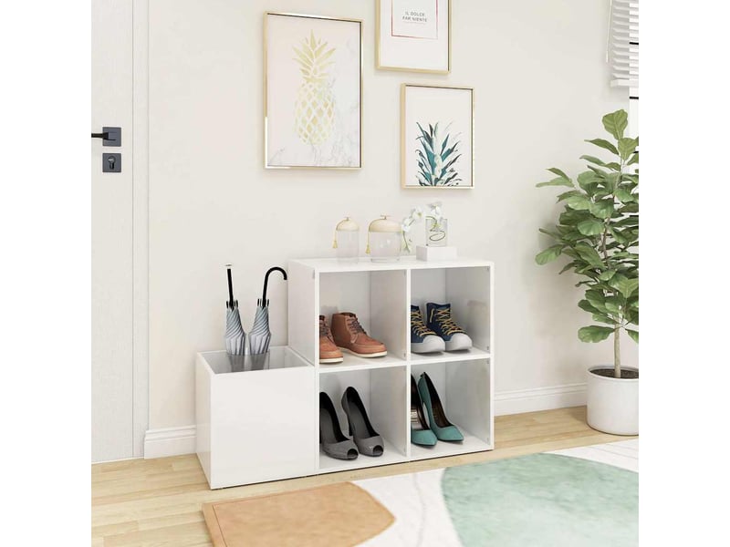  Meuble à chaussure, armoire à chaussures d’entrée blanc brillant bois ingénierie  - Conforama C