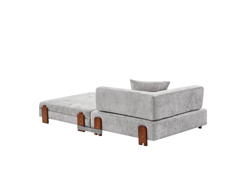  Canapé-lit pliant 1 place gris clair avec usb, port type-c et rangement  - Conforama A