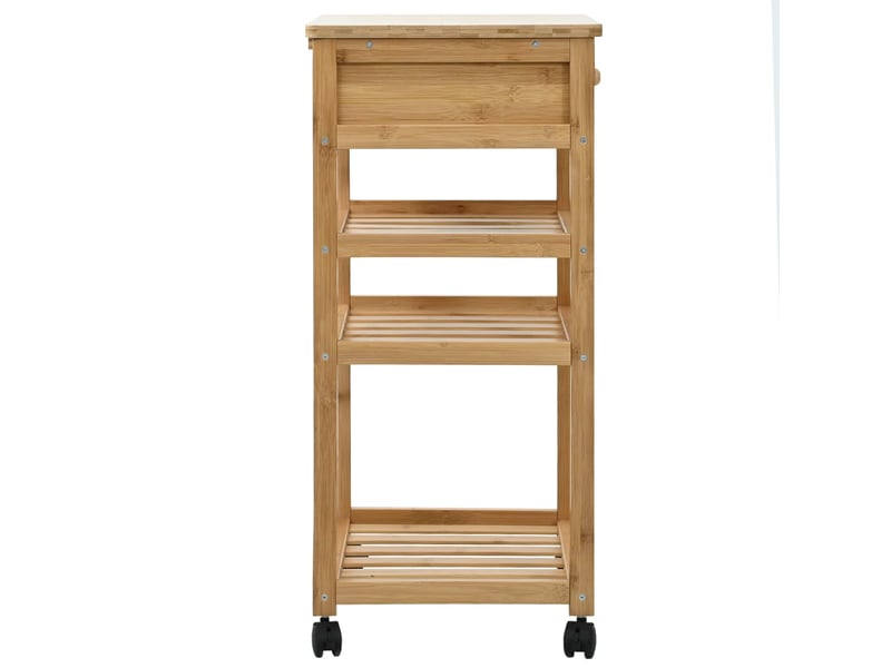  Desserte de cuisine, chariot de rangement avec roues naturel 37x36x80 cm bambou  - Conforama E