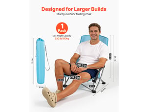 Vevor chaise de camping pliante fauteuil pliable charge 150 kg avec dossier haut