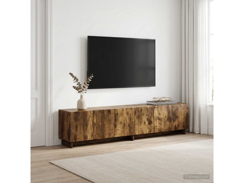 Meuble tv, banc tv 180x34,5x40 cm chêne fumé bois d'ingénierie shl66001  - Conforama B